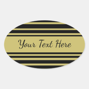 Sticker Ovale Lignes noires et olive