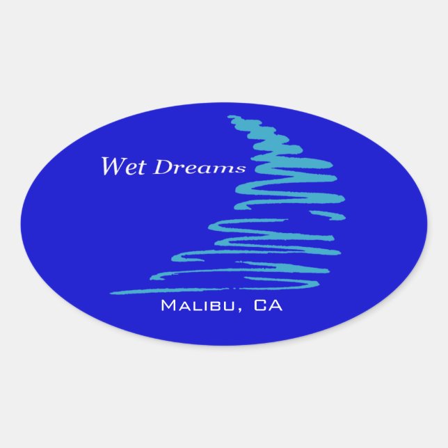 Sticker Ovale Lignes_Wet Dreams_Malibu, CA (Devant)