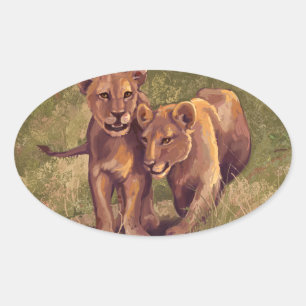 Sticker Ovale Lion Cubs