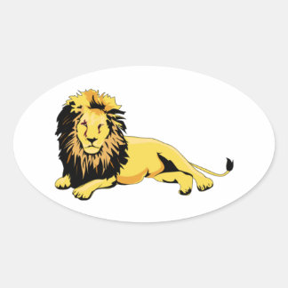 Sticker Ovale Lion d'or allongé