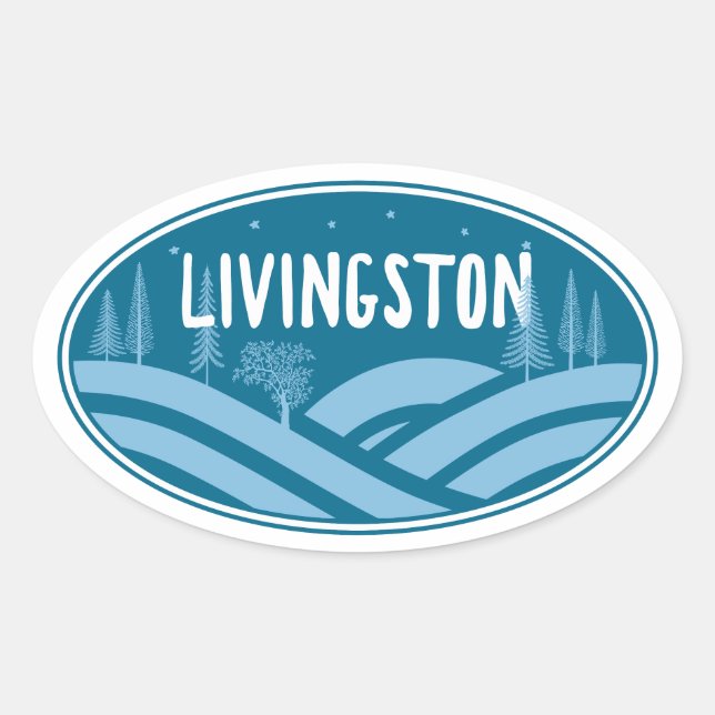Sticker Ovale Livingston Montana Outdoors (Devant)