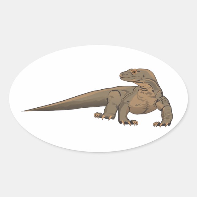 Sticker Ovale Lizard réaliste Komodo Dragon/Moniteur (Devant)