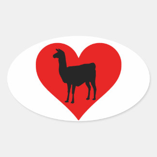Sticker Ovale Llama Love