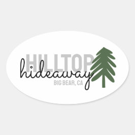 Sticker Ovale Location de vacances Cabine de pin de montagne - A