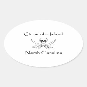Sticker Ovale Logo de pirate de la Caroline du Nord d'île