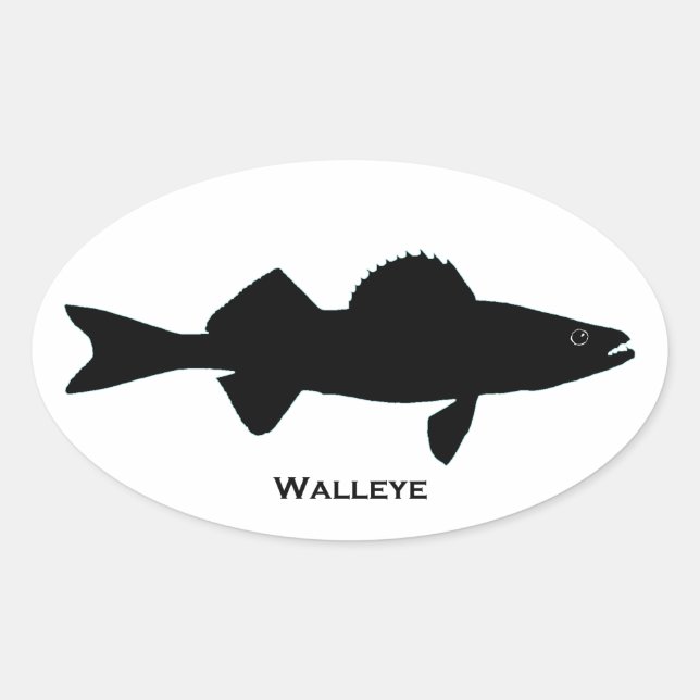 Sticker Ovale Logo de Walleye noir et blanc (Devant)