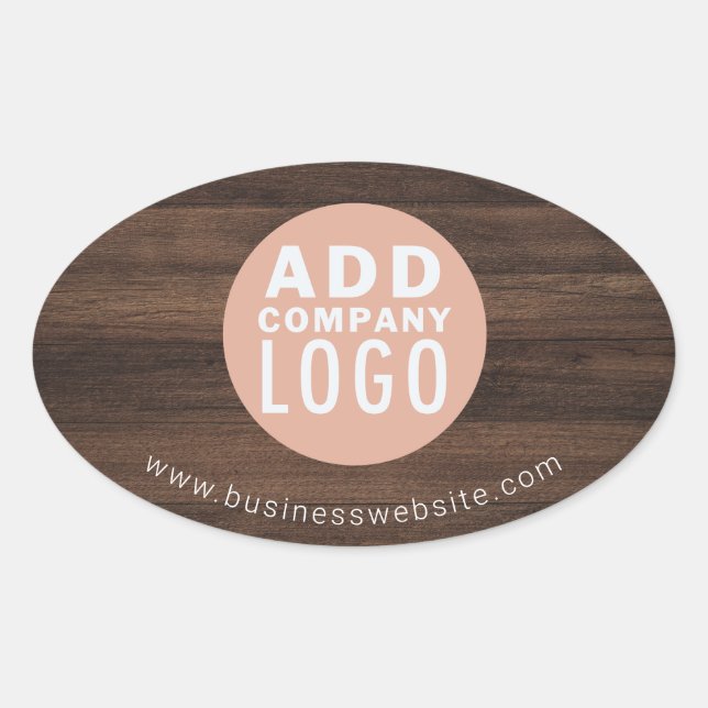 Sticker Ovale Logo d'entreprise personnalisé en bois élégant (Devant)