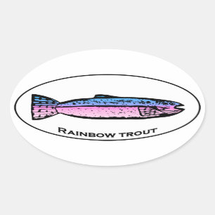 Sticker Ovale Logo d'ovale de truite arc-en-ciel