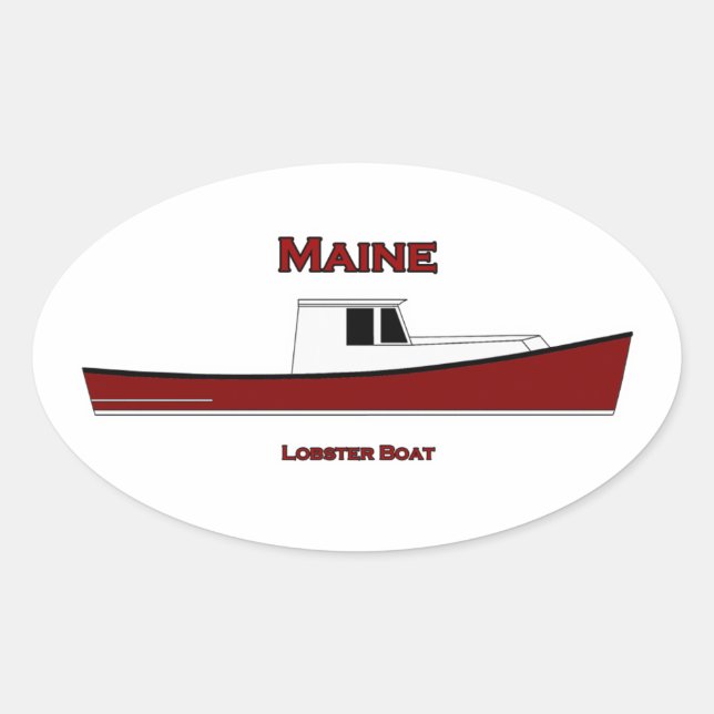 Sticker Ovale Logo du bateau à homard du Maine USA (Devant)