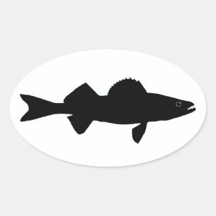 Sticker Ovale Logo noir et blanc de brochets vairons