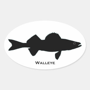 Sticker Ovale Logo noir et blanc de brochets vairons