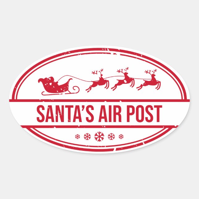 Sticker Ovale Logo père Noël Air Post (Devant)