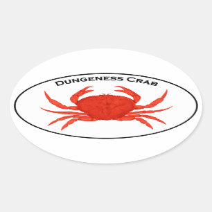 Sticker Ovale Logo rouge d'ovale de crabe de Dungeness