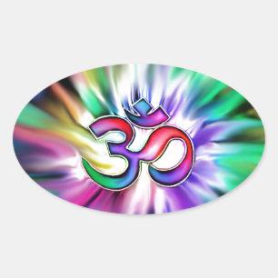 Sticker Ovale Lotus OM arc-en-ciel florissant