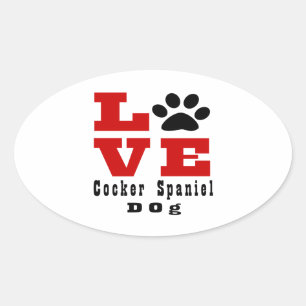 Sticker Ovale Love Cocker Spaniel Chien Designs