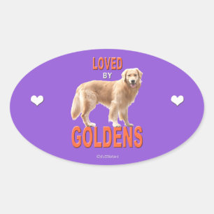 Sticker ovale 'Love' Golden Retriever