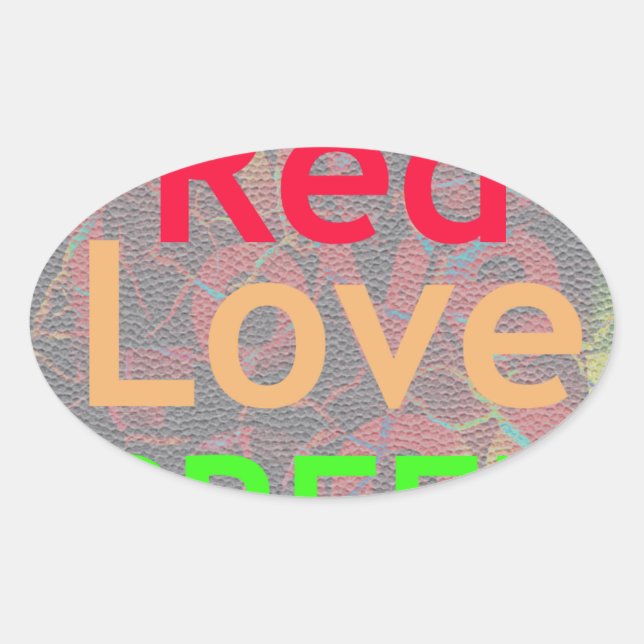 STICKER OVALE LOVE RED GOLDEN VERT (Devant)