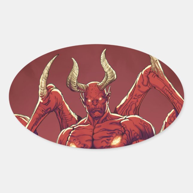 Sticker Ovale Lucifer le diable, prince d'obscurité, Satan (Devant)