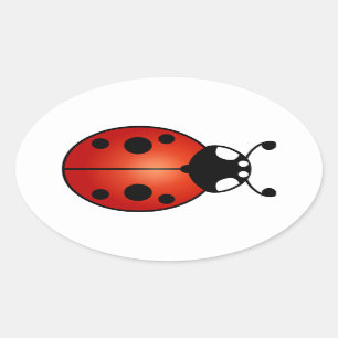 Sticker Ovale Lucky Ladybug Ladybird Beetle