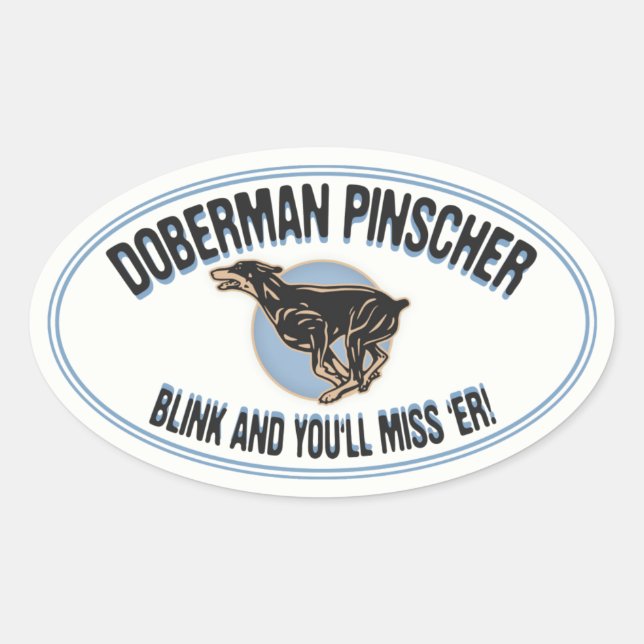 Sticker Ovale Lueur de dobermann (Devant)