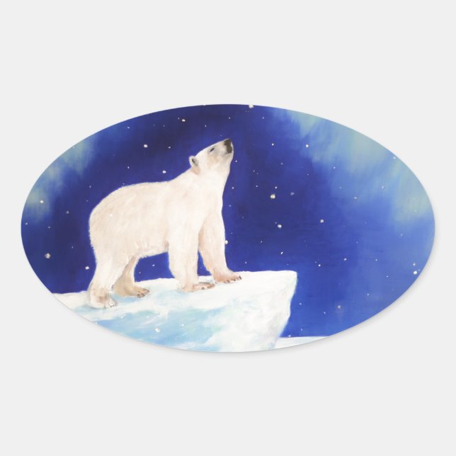 Sticker Ovale Lumières polaires (Devant)