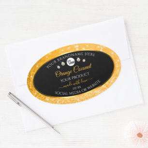 Sticker Ovale Lumineuse Parties scintillant orange Noir Produit