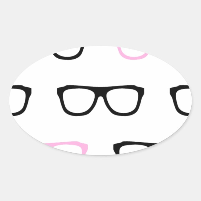 Sticker Ovale lunettes geek geek rose (Devant)