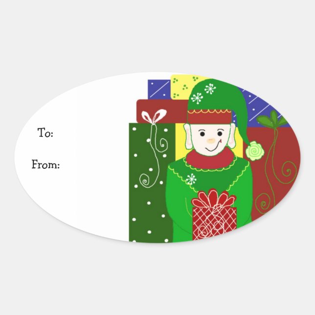 Sticker Ovale Lutine de Noël joyeuse (Devant)