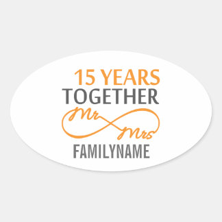 Sticker Ovale M. et Mme 15th Anniversary