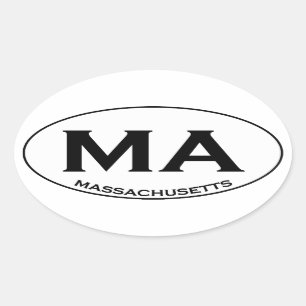 Sticker Ovale MA - Logo d'ovale du Massachusetts Etats-Unis