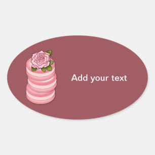 Sticker Ovale Macarons roses