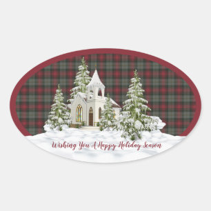 Sticker Ovale MacLachlan Patiné Tartan écossais