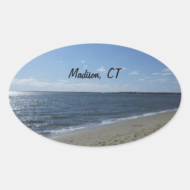 Sticker Ovale Madison CT Connecticut Hammonasset Beach (Devant)
