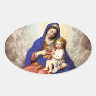 Sticker Ovale Madonna et l'enfant en gloire