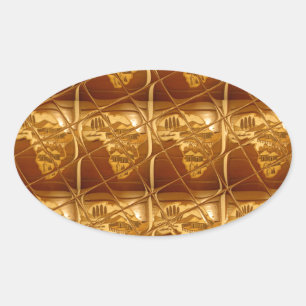 Sticker Ovale Magnifique carte africaine Imprimer Design doré