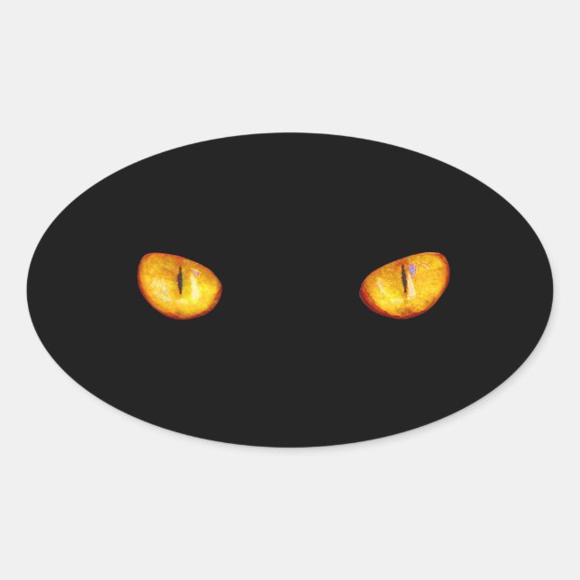 Sticker Ovale Maintenant, il vous voit Chat noir (Devant)