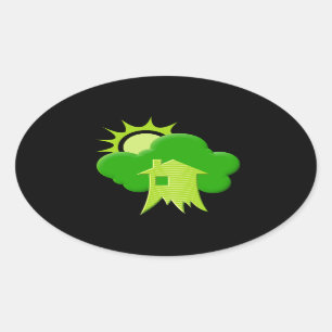 Sticker Ovale Maison verte