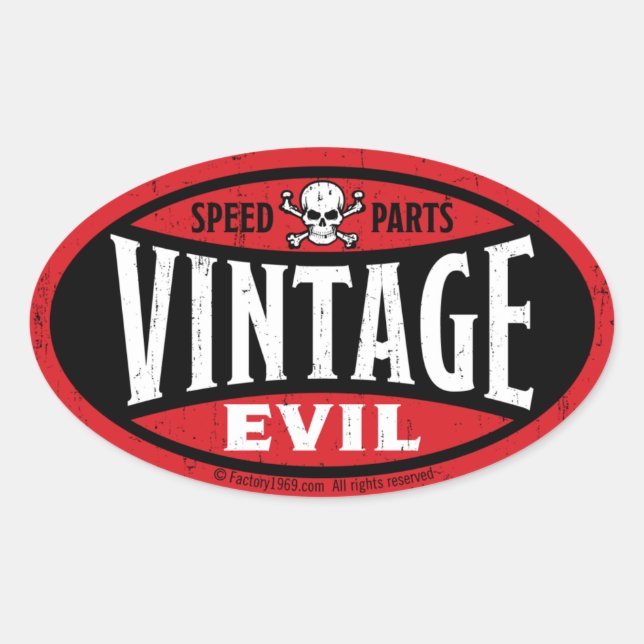 Sticker Ovale Mal vintage 001A (Devant)