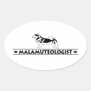 Sticker Ovale Malamute humoristique en Alaska