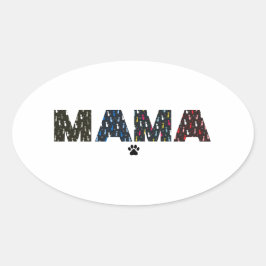 Sticker Ovale Mama Dog cat paw