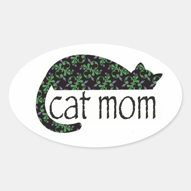 Sticker Ovale Maman de chat (Devant)