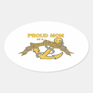 Sticker Ovale Maman fière d'un officier marinier en chef