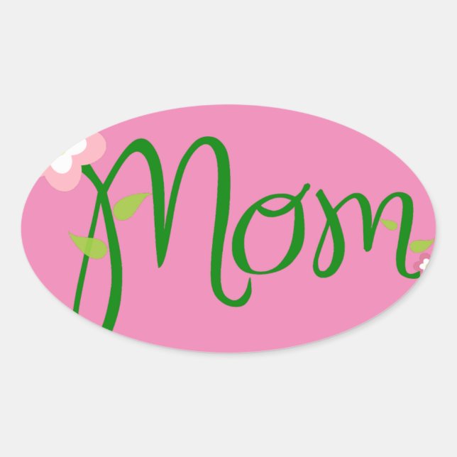 Sticker Ovale maman-texte-fleur-police-mère (Devant)