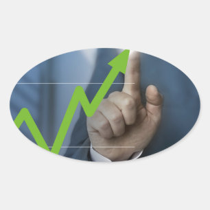 Sticker Ovale Man showing stock price touchscreen concept