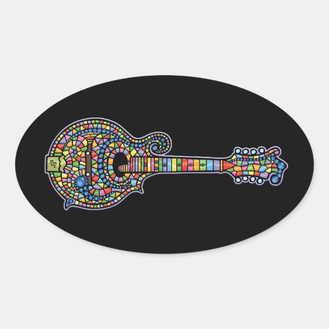 Sticker Ovale Mandoline mosaïque (Devant)
