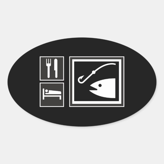 Sticker Ovale Mange du POISSON endormi ! (Devant)