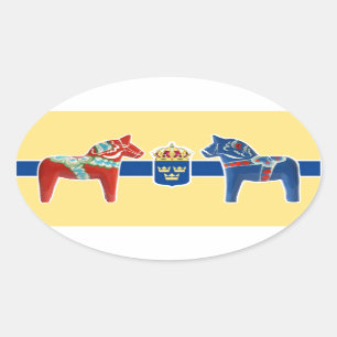 Sticker Ovale Manteau de la Suède Dala des bras
