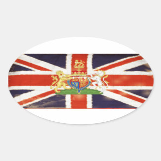 Sticker Ovale Manteau vintage d'Union Jack d'autocollant de bras