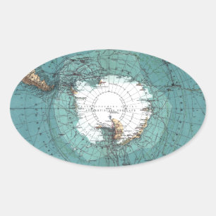 Sticker Ovale Map of the South Pole