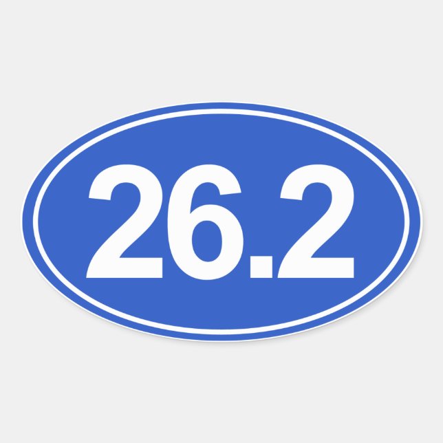 Sticker ovale Marathon 26,2 Miles (Bleu) (Devant)